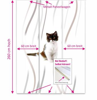 Felix Katzenbaby Flächenvorhang - 3teiliges Set Flächenvorhang 3er Set, Schiebegardine, Schiebegardinen, blickdicht, Flächenvorhang blickdicht, Schiebevorhang,